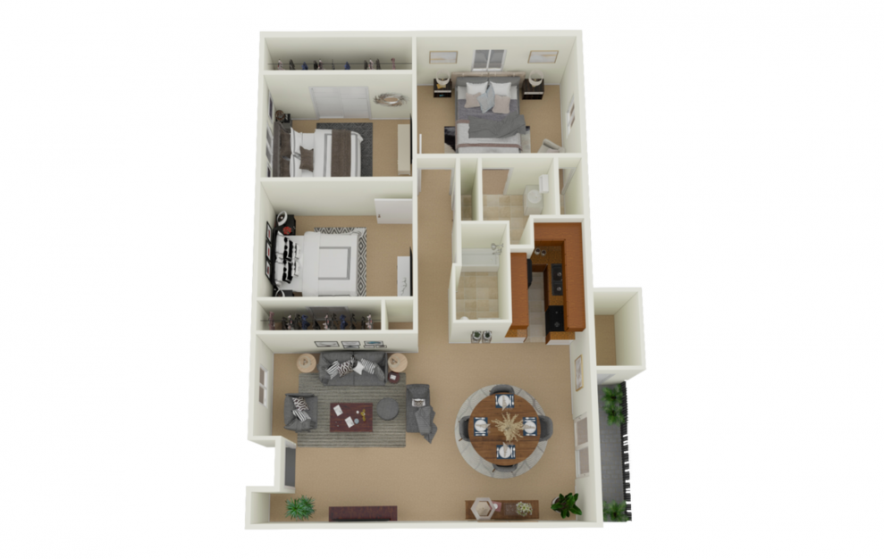 3 Bed 2 Bath - 3 bedroom floorplan layout with 2 baths and 1150 square feet.